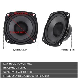 DriSentri 1 Piece 4 Inch 2-Way Car HiFi Coaxial Speaker Vehicle Door Auto Audio Music Stereo Full Range Frequency Speakers