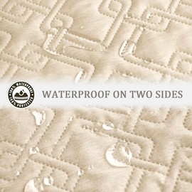 fuguitex Waterproof Dog Bed Cover Dog Blanket for Pet Furniture Bed Couch Sofa Reversible Linen Texture(52"*82",Wheat+Wheat)