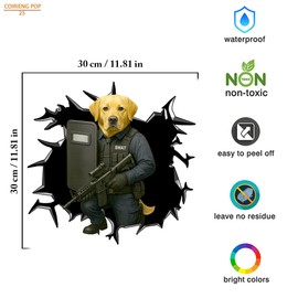 SWAT Police Dog Decal – Labrador Retriever with Shield and Rifle – 11.81 x 11.81 in – 3D Vinyl Sticker for Car Windows & Glass – Waterproof, Removable – COIRIENG POP