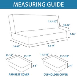 H.VERSAILTEX 4 Pieces Stretch Futon Covers Sofa Bed Slipcover with Removable Armrests and Cupholders Covers Furniture Protector High Spandex Small Checks Jacquard Fabric, Grey