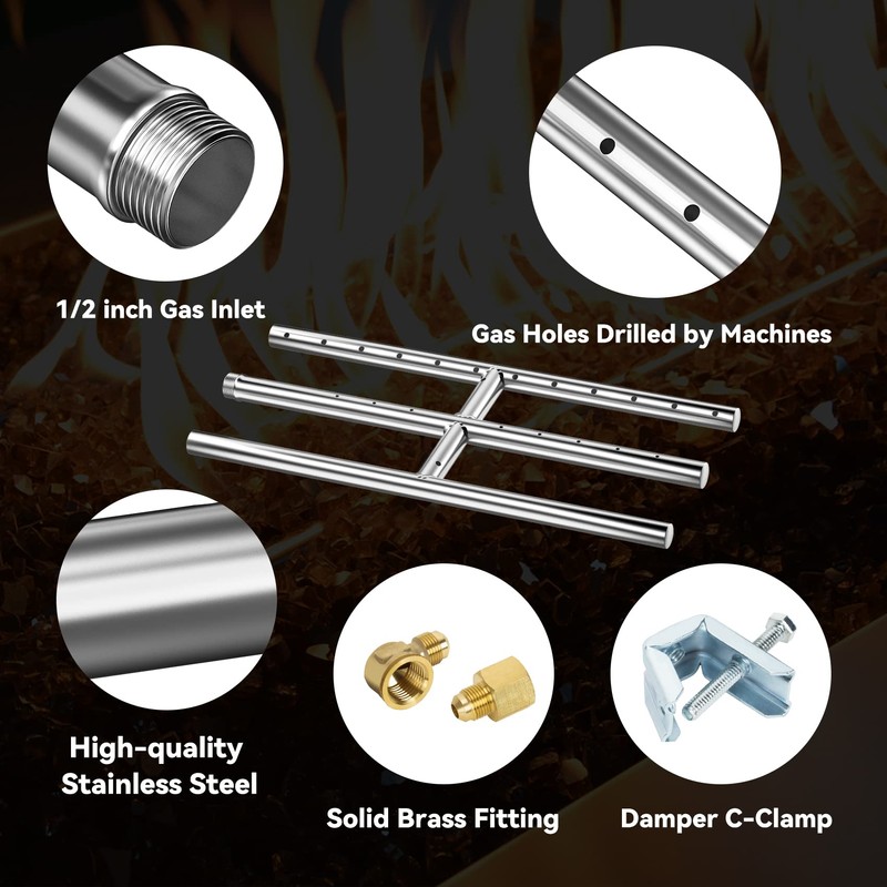 Skyflame 12" x 6" Rectangular Gas Fire Pit and Fireplace