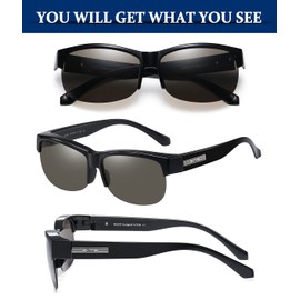 DUCO 8960 Over Sunglasses, Sunglasses, Polarized Lenses, UV400, UV Protection, Pollen Sunglasses, Unisex, Unisex, multicolor (black / gray)