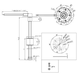 ELING 52mm Car Motorcycle Fuel Level Gauge 52mm 0-190ohm with Red Backlight with Yellow Alarm Light with Fuel Level Sender Sending Unit 175MM