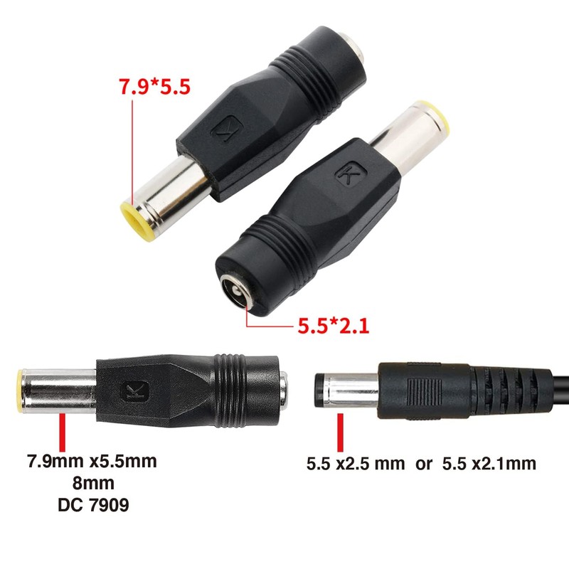 DC7909 8mm Male to DC 5.5mm Female Connectors Adapter for