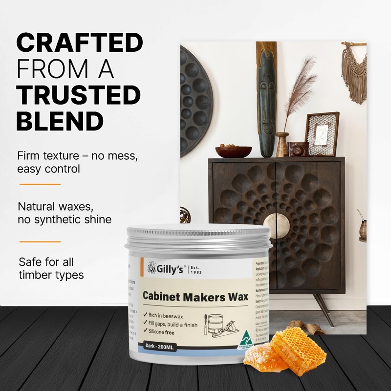 Gilly's Cabinet Makers Wax - Dark 200ml | Firm Timber