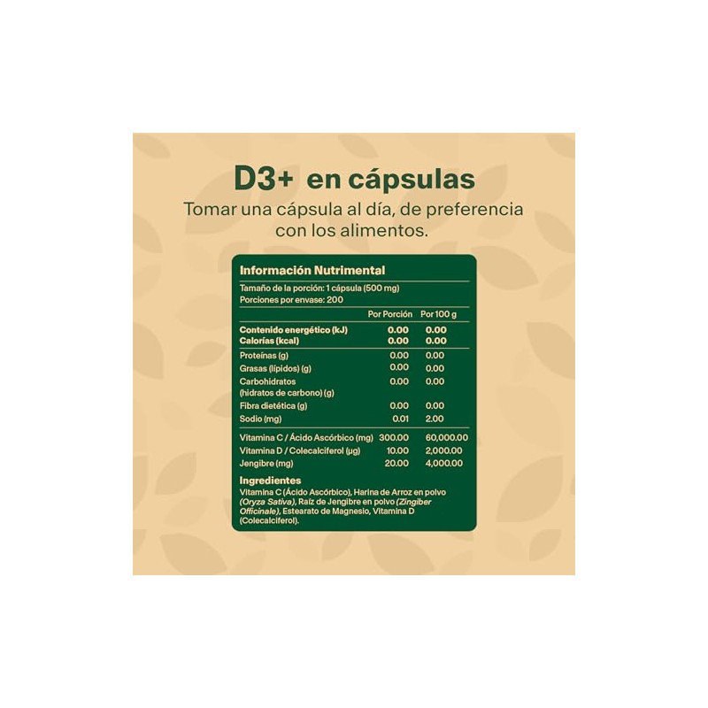 Vital Botanics Suplemento Alimenticio Vitamina Jengibre 200 Cápsulas 500 Multivitamínico