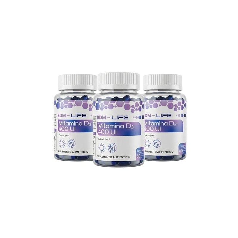 BDM LAB Vitamina D3 Paquete de 3 Frascos 60 cápsulas
