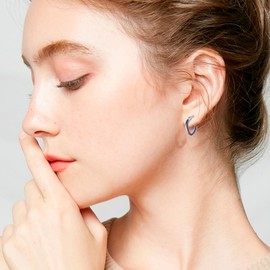 Opal Earrings 925 Sterling Silver White/Deep Red/Blue/Orange/Green/Pink Opal Earrings Hypoallergenic Huggie Earrings Opal Jewellery Gifts for Women Girls Birthday, Silver, Opal