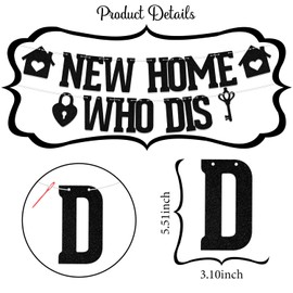 New Home Who Dis Banner New Home New Chapter Bunting Sign Funny Housewarming Party Decorations For New Home Party Decorations Supplies Black Glitter