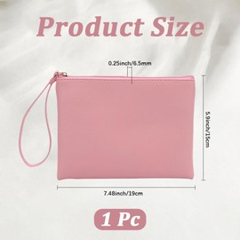 CALFOVERA 2PCS PU Leather Zipper Pouches for Women Portable Leather Makeup Bags with Wristlet Multipurpose Waterproof Cosmetic Organizer Bags for Travel Essentials Change Jewelry(Pink)