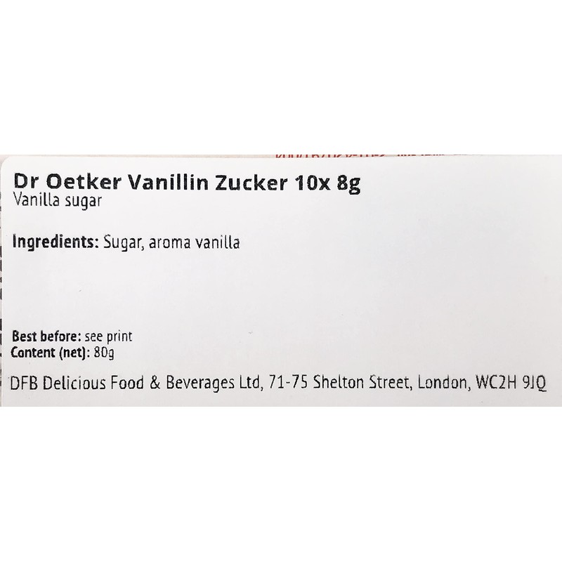 Dr Oetker Vanillin Zucker Vanilla Sugar 10x 8g - imported