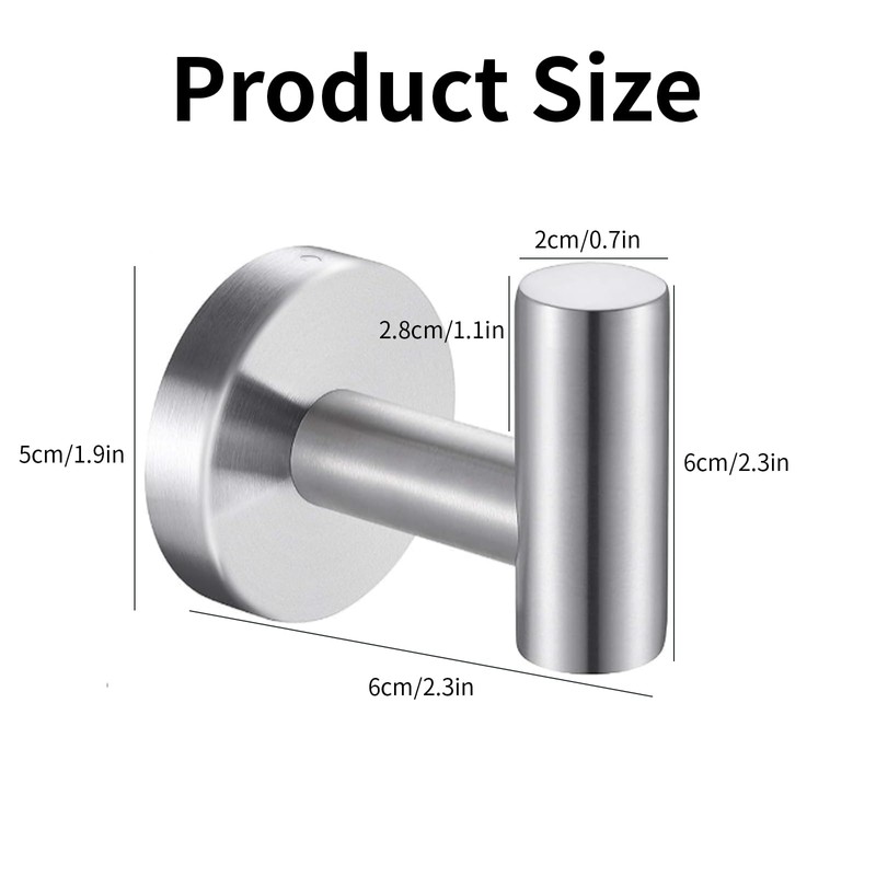 IUSOT 4 Pack Brushed Silver Towel Hooks – Heavy Duty