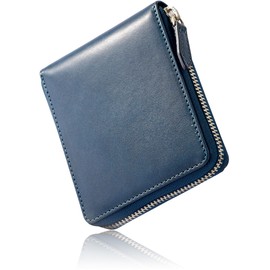 Eredita Men's Bi-fold Wallet, Zip Around - Tochigi Leather, navy