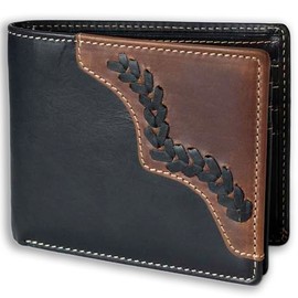 UC Leather Company Wallet for Men-Genuine Leather RFID Blocking Bifold Stylish Wallet With 2 ID Windows, Stitch, Compact