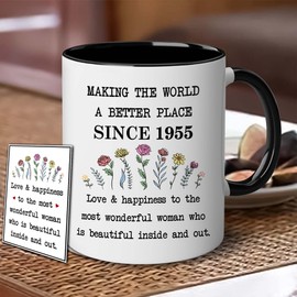 GLAKEUN 70th Birthday Gifts For Women - Ceramic 1955 Coffee Mugs - 70th Years Old Birthday Gifts - Vintage 70th Birthday Gifts Presents - 70 Years Old Birthday Gifts for Mom Sister Aunt Family
