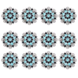 xinqida Flower Rhinestone Conchos Crystal Leathercraft Conchos with Screws Back，12 PCS