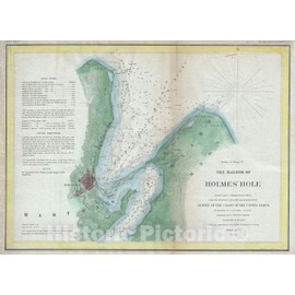 Historic Map : Holmes' Hole Vineyard Haven, Martha's Vineyard, Massachusetts, U. S. Coast Survey, 1847, Vintage Wall D?or : 24in x 18in