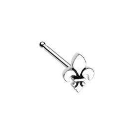 Pierced Owl 20GA Stainless Steel Fleur De Lis Nose Bone Stud (Silver Tone)