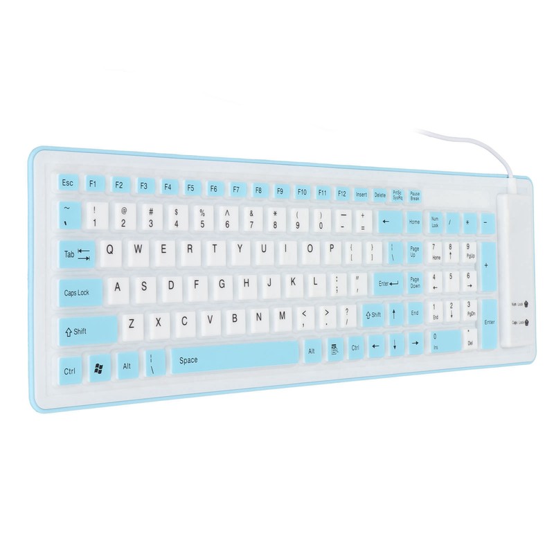 Foldable Silicone Keyboard 103 Keys USB Wired Silicon Foldable Waterproof
