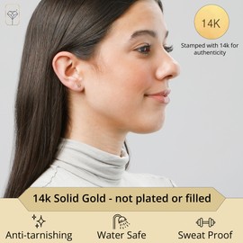 MAX + STONE 14k 5mm Yellow Gold Small Script Initial Letter Stud Earrings for Women | Letter G