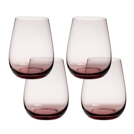 over&back 18oz Stemless Glassware - Set of 4 Drinking Glasses for Parties, Get-togethers, and More - Mouth-Blown - Wine Cups for Kitchen and Dining Room - Purple