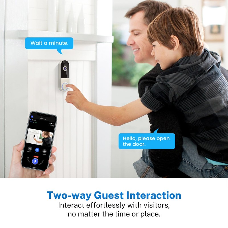 NexoSora 1080p Wireless Doorbell Camera with Receiver, AI Human Detection,