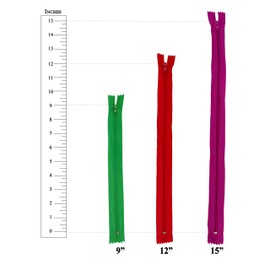 KGS Nylon Zipper | Bulk Zippers for Sewing Crafts #3 | Bundle of 5 sizes | 20 Colors Zipper of each Size | 100 pcs / pack ((9+12+15) Inch)