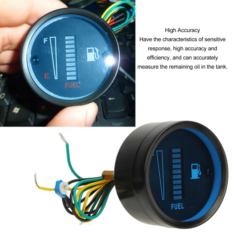 Motorcycle Fuel Level Gauge 52mm Housing Diameter LED Light Display