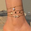 Anklets for Women Gold Ankle Bracelets Set Layered Rhinestone Beaded