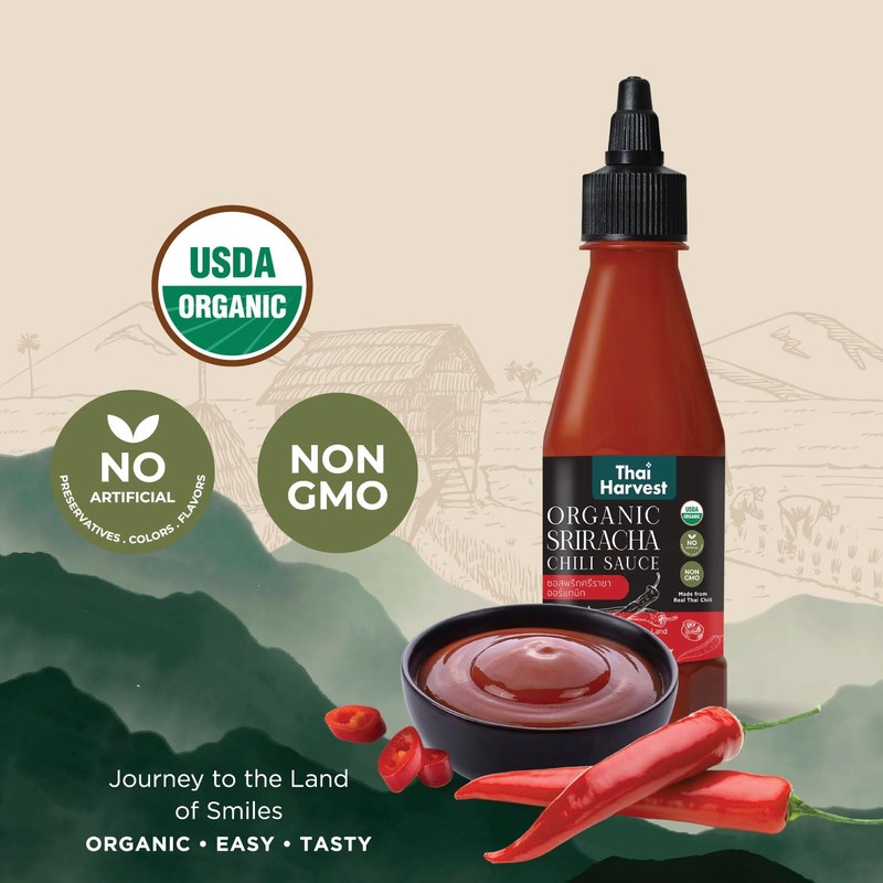 Thai Harvest Organic Sriracha Chili Hot Sauce (Pack of 2)