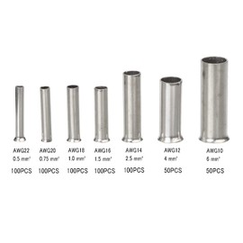PENGLIN 600 PCS Ferrule Insulation Collarless Copper Tube Ferrule Terminal Set Euro Terminal Non-Insulated Ferrule Terminal Rod Terminal Copper Terminal Electrical Connection Wire Cable with Storage