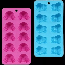 2pcs-Novelty Easter BUNNY HEAD & TAIL ICE TRAYS MOLDS Candy Birthday Party Craft