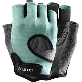 LIFECT Freedom Workout Gloves, Knuckle Weight Lifting Shorty Fingerless Gloves with Curved Open Back, for Powerlifting, Gym, Women and Men (Aqua, Small)