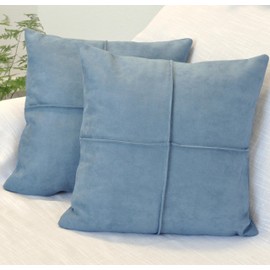 20x20 Dusty Blue Throw Pillow Covers Set of 2 Faux Suede Soft Leather Like Decorative Square Pillowcases for Couch Sofa Chairs Vegan Suede Cushion Covers Rustic Modern Farmhouse Home Decor Light Blue