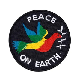 Peace on Earth Dove Rainbow Patch Iron on or Sew On Iron On Patch for Clothes Embroidered Iron On Patch Peace Dove Patch Size 3 x 3 Inch
