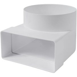 Vent Systems 110 x 55mm Rectangular 90° Angle Duct Connector - Transition to Pipe with Ø100mm - Air Inlet, Outlet Coupling for HVAC Systems - Ventilation Connection for Heating, Cooling