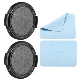 PATIKIL 2pcs Camera Lens Cap Side Pinch Front Lens Cover with Microfiber Cleaning Cloth 46mm Screws for Universal DSLR Lens