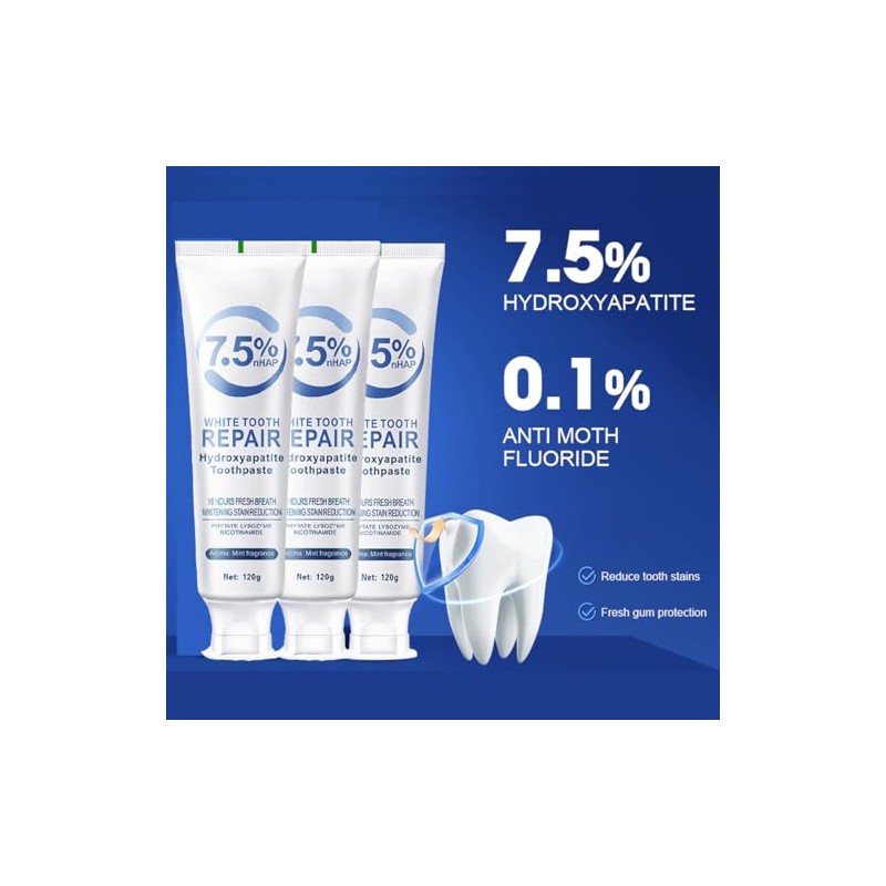Nano Hydroxyapatite Toothpastes for Enamel Protection Fluoride Free,2 Pack |