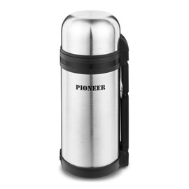 Pioneer Vacuum Insulated Leakproof Flask with 2 Cups and Retractable Handle, Stainless Steel, 1200 ml SVP1200