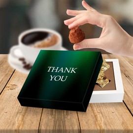 CoolGiftBox Sleek Green Thank You Gift Box | Chocolate Truffles for Coworker appreciation, Promo items for business | Exclusive Recognition Sets | Pack of 6
