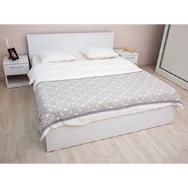 SAOL Aran Soft Bed Scarf Made of Blend Wool Ireland with Celtic Knot for Bedroom Home Hotel (Grey, Double 74"x32")