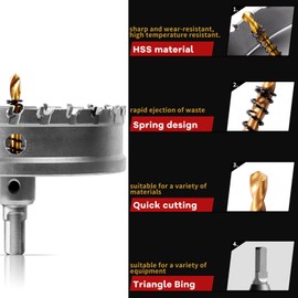 GPtzlei 100mm TCT Carbide Hole Saw Drill Bit, Heavy Duty Carbide Hole Saw with 2 Pilot Drill Bits, Hole Cutter Set for Stainless Steel, Metal, Alloy, Cast Iron, Copper