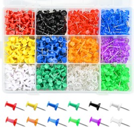 600 Pack Thumb Tacks, Colored Map ​Push Pins Multicolored Push Pins Assorted 12 Colors, Decorative with Steel Point for Bulletin Board, Fabric Marking, Crafts and Organization at Home Office Schoo