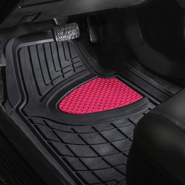 FH Group Automotive Floor Mats - Heavy-Duty F11311 (Pink) Rubber Floor Mats for Cars, Universal Fit Full Set, Climaproof™ Floor Mats and Trimmable Floor Mats for Most Sedan, SUVs and Truck Floor Mats
