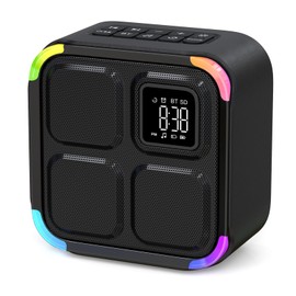 APUZOM Bluetooth Speaker Alarm Clock, Touch Bedside Lamp Bedroom, Dimmable Display and Night Light, 48 Colour Changing, Sound Machine with White Noise, Gifts for Her Women Girls