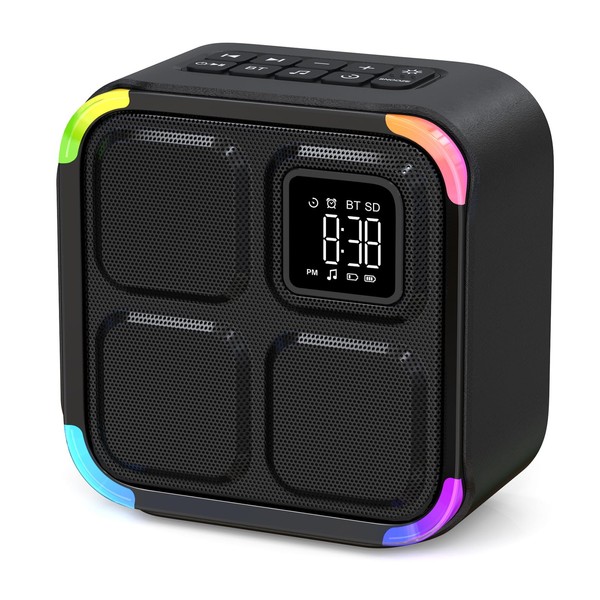APUZOM Bluetooth Speaker Alarm Clock, Touch Bedside Lamp Bedroom, Dimmable