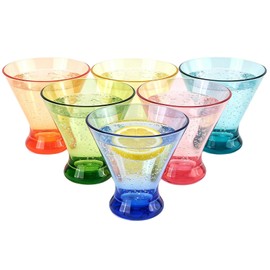 yongzhenlite Set of 6 Martini glass 9 oz Stemless Glasses,Heavy Base Stable Cocktail/Drink/Juice/Red Wine Glasses,Fits Ice Cream/Milkshakes,Dishwasher Safe,Ideal Gift for Home Party (Multi color)