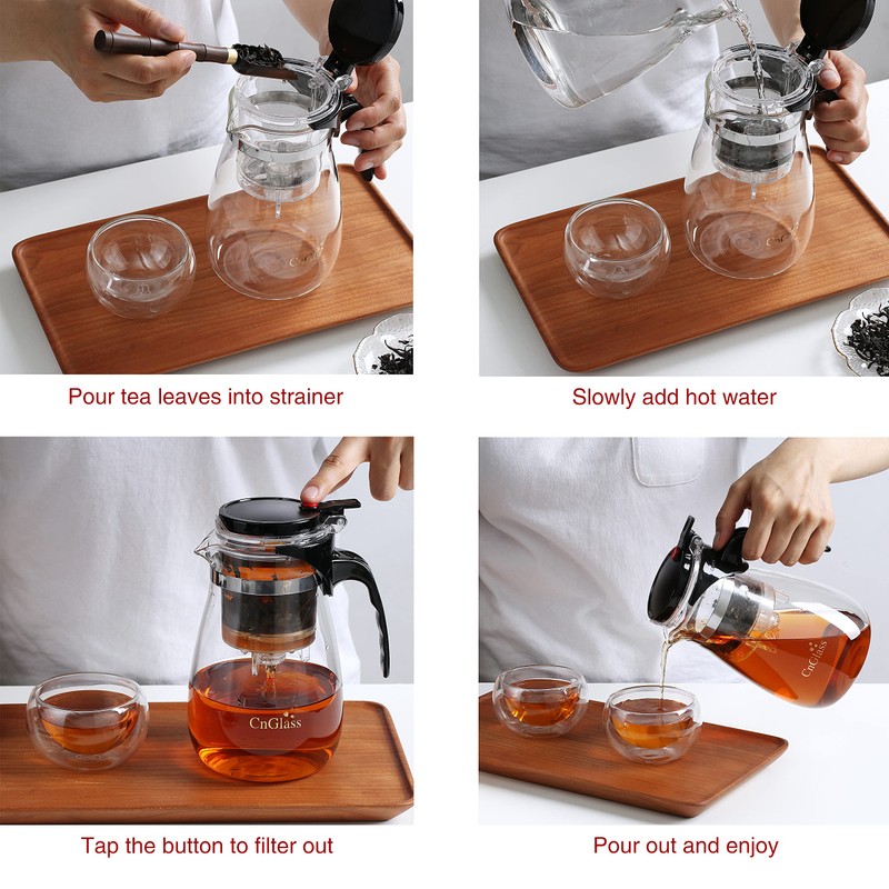 CNGLASS Glass Teapot with Removable Infuser,25oz Clear Tea Kettle with
