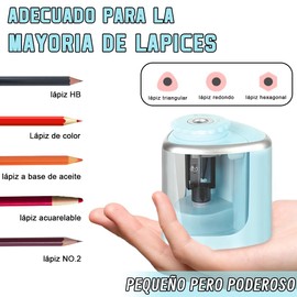 Sacapuntas Eléctrico, Sacapuntas con Deposito, Sacapuntas Portatil de Lapiz Automático y Manual con Cuchillas Reemplazables y Pilas Adecuado para Bolígrafos y Lápices de Maquillaje (Azul)