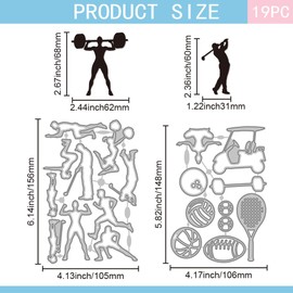 GLOBLELAND Cutting Dies for Fitness and Sports Purposes for Card Making Golf Players Basketball Metal Cutting Dies Family Ball Games Tennis Cutting Dies for DIY Embossing Paper Cuts
